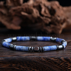 Браслеты из натуральной голубой пятнистой яшмы с эластичными бусинами для мужчин GQ6598