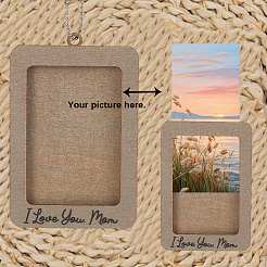 Прямоугольник со словом я люблю тебя мама деревянная подвесная фоторамка&nbsp;HJEW-SP0001-19B