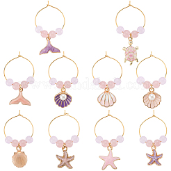 20 шт. 10 стиля подвески для бокалов из сплава и эмали с изображением океана&nbsp;AJEW-SC00056