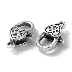 タイスターリングシルバーカニカン925個  足跡とハート  スタンプ925個付き  アンティークシルバー  12.5x7.5x3.5mm  穴：1.2mm&nbsp;STER-D003-58AS