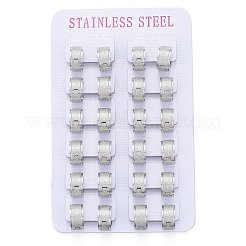 Устойчивые к потускнению текстурированные серьги-кольца Huggie Hoop из нержавеющей стали 304&nbsp;LS-EJEW-L252-017P