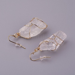 Натуральный кварц кристалл болтающийся серьги&nbsp;EJEW-F228-A01