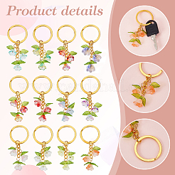 Брелки с подвесками из акрила и лэмпворка в виде ландышей&nbsp;KEYC-AB00042