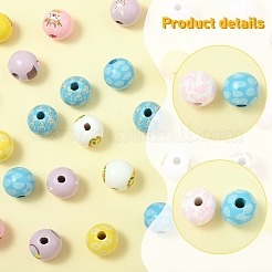 50 шт. 10 стиля печатных деревянных бусин с пасхальной тематикой WOOD-FS0001-42