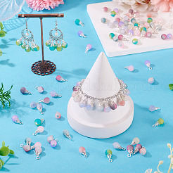 100 шт. 10-х цветные матовые стеклянные подвески с эффектом кракле&nbsp;PALLOY-TAC0206