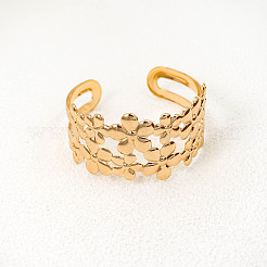 Bracciali aperti da donna in ferro con fiore cavo&nbsp;WG4A465-01