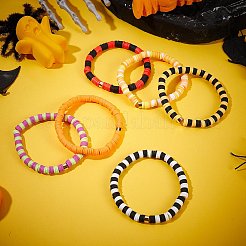 Handgemachte Heishi-Perlen-Stretch-Armbänder aus Fimo&nbsp;BJEW-JB05902-10