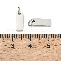 304ステンレススチールチャーム  空白タグのスタンプ  長方形  ステンレス鋼色  11x4x1mm  丸カン：5x1ミリ  3mm内径&nbsp;STAS-B124-01D-P