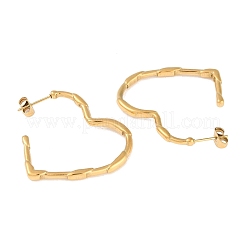 イオンプレーティング(IP) 304 ステンレススチール スタッド イヤリング  ハート  18KGP本金メッキ  33x3mm&nbsp;EJEW-C103-04G