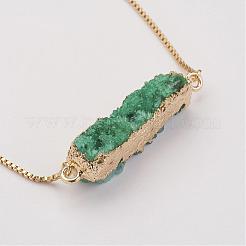 Bracciali slider in agata druzy galvanizzata naturale e tinta&nbsp;BJEW-JB02765