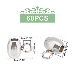 304ステンレススチールチューブベイル60個  ループベイル  バレル保釈ビーズ  ステンレス鋼色  7x5x4mm  穴：2mm&nbsp;STAS-DC0006-85