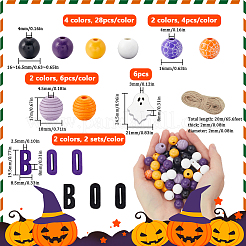 Расписные бусы из натурального дерева WOOD-SP0001-15