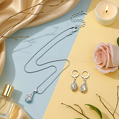 2 комплект из 2-х цветных серег-колец со стразами и ожерелья с подвеской SJEW-GO0001-04