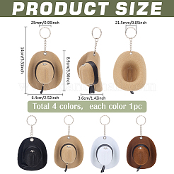 4шт брелок в форме ковбойской шляпы 4 цветов&nbsp;KEYC-PH0002-18