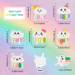 60шт 6 стиля непрозрачные кабошоны из смолы&nbsp;RESI-SC0002-35