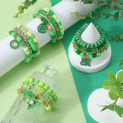 Kit de fabrication de bracelets multicouches en perles d'argile polymère à faire soi-même sur le thème de la Saint-Patrick&nbsp;DIY-SC0028-61