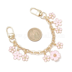 2 шт. 2 стиля сплав розовый эмаль цветок бант кулон кабель цепочка кошелек декоративные цепи AJEW-BA00148