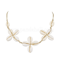 Ожерелья из латунных натуральных ракушек каури&nbsp;NJEW-TA00188