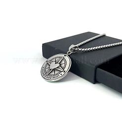 Плоские круглые ожерелья из нержавеющей стали с сердечками и крестами в виде листьев для мужчин RI5055