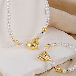 Messing-Herzarmbänder & Halsketten-Sets für Damen&nbsp;CA5711-4