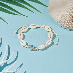 女性用ナラルカウリーシェル編組ビーズアンクレット  ヒトデ模様  内径：2-1/2~4-1/8インチ（6.5~10.5cm）&nbsp;AJEW-AN00527-03