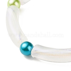 Акриловая изогнутая трубка и круглый массивный эластичный браслет для женщин&nbsp;BJEW-JB08282