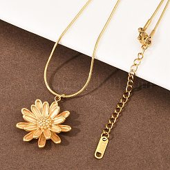 Женские ожерелья-змейки с подвеской-цветком из нержавеющей стали 304&nbsp;NJEW-G188-02G