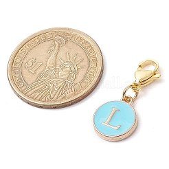 26 шт. плоская круглая подвеска с буквой a~z из сплава и эмали&nbsp;HJEW-JM02563