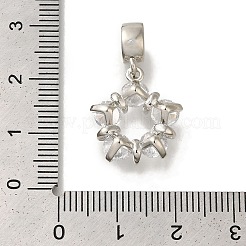 ラックメッキ真鍮パヴェクリアキュービックジルコニアヨーロピアンダングルチャーム  花の大きな穴のペンダント  鉛フリー＆カドミウムフリー  長持ちメッキ  プラチナ  25mm  穴：4mm&nbsp;KK-H485-23P