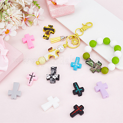 12шт 12 цвета крест силиконовые фокусные бусины&nbsp;SIL-SC0002-90