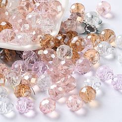 ガラスビーズ  多面カット  ロンデル  パールピンク  10x8mm  穴：1mm  約60個/54g&nbsp;LS-EGLA-A034-SM10mm-23