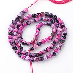 Бусы из натурального огненного агата с потрескиванием G-S215-4mm-M