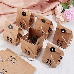 25 ensemble de boîtes cadeaux de Noël rectangulaires pliables et créatives en papier avec fenêtre et 1 étiquettes autocollantes numérotées en papier à pois&nbsp;CON-PH0002-85A