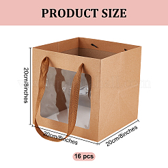 Quadratische Geschenktüten aus Papier mit sichtbarem Plastikfenster&nbsp;LS-ABAG-WH0051-10C