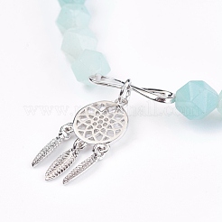Braccialetti di fascino di perline di amazzonite di fiori naturali&nbsp;BJEW-O162-D10