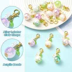 15 pendentif fleur en perles acryliques et résine bicolores&nbsp;HJEW-YW00509