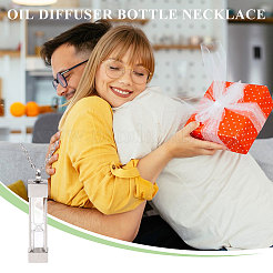 1 шт. стеклянные песочные часы прямоугольник памятная урна для праха питомца подвеска ожерелье&nbsp;NJEW-CA0001-27P