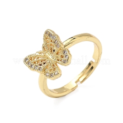 Регулируемые кольца для женщин с микропаве из латуни и кубическими цирконами&nbsp;RJEW-A065-02G