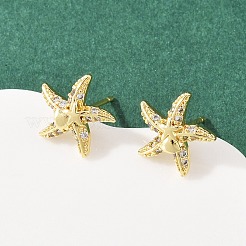 Комплект из латунного кулона и серег-гвоздиков с микропаве из кубических цирконий для женщин SJEW-F227-01J-G