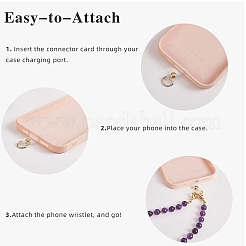 Ремешки для мобильных телефонов из натурального аметиста и нержавеющей стали 304 с круглыми бусинами HJEW-SW00043-06