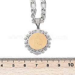 Плоские круглые подвески с узором Virgin из нержавеющей стали 201 для мужчин и женщин&nbsp;LS-NJEW-K283-20G