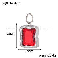 Прямоугольные подвески из нержавеющей стали 304 с кубическим цирконием&nbsp;STAS-OY004-27P
