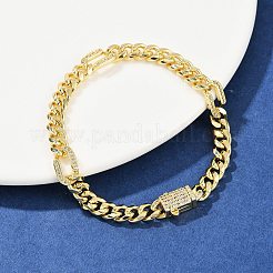 Латунные браслеты-цепочки с микропаве из прозрачных кубических цирконий для женщин&nbsp;BJEW-F504-08G