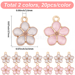 40本2色ライトゴールドメッキアロイエナメルペンダント  花  ミックスカラー  17x14.5x1.5mm  穴：1.6mm  20個/カラー&nbsp;ENAM-SC0007-65