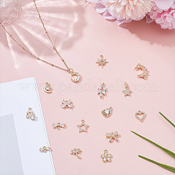 16 шт. 16 стиля латунных подвесок с микропаве из кубического циркония и подвесок-соединителей KK-AR0001-63