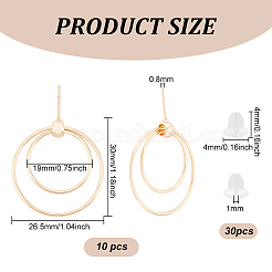 10 Stück Messing-Ohrstecker mit Doppelring für Damen&nbsp;KK-BC0010-49