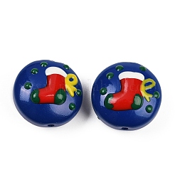 Рождественские эмалевые бусины ручной работы в технике лэмпворк LAMP-C020-03F