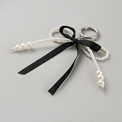 合金キーホルダー  樹脂ちょう結びに  ブラック  13x15cm&nbsp;KEYC-WH0003-12B