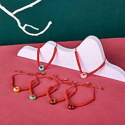 Браслет из плетеных бусин из синтетического золота&nbsp;BJEW-SW00047-06