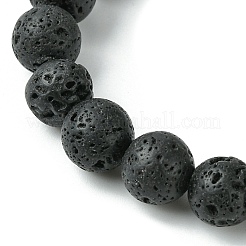 Круглый эластичный браслет из натуральных смешанных драгоценных камней кубовидной формы и лавового камня BJEW-JB09795